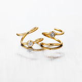Spiral 18K Gold Earrings w. Diamond