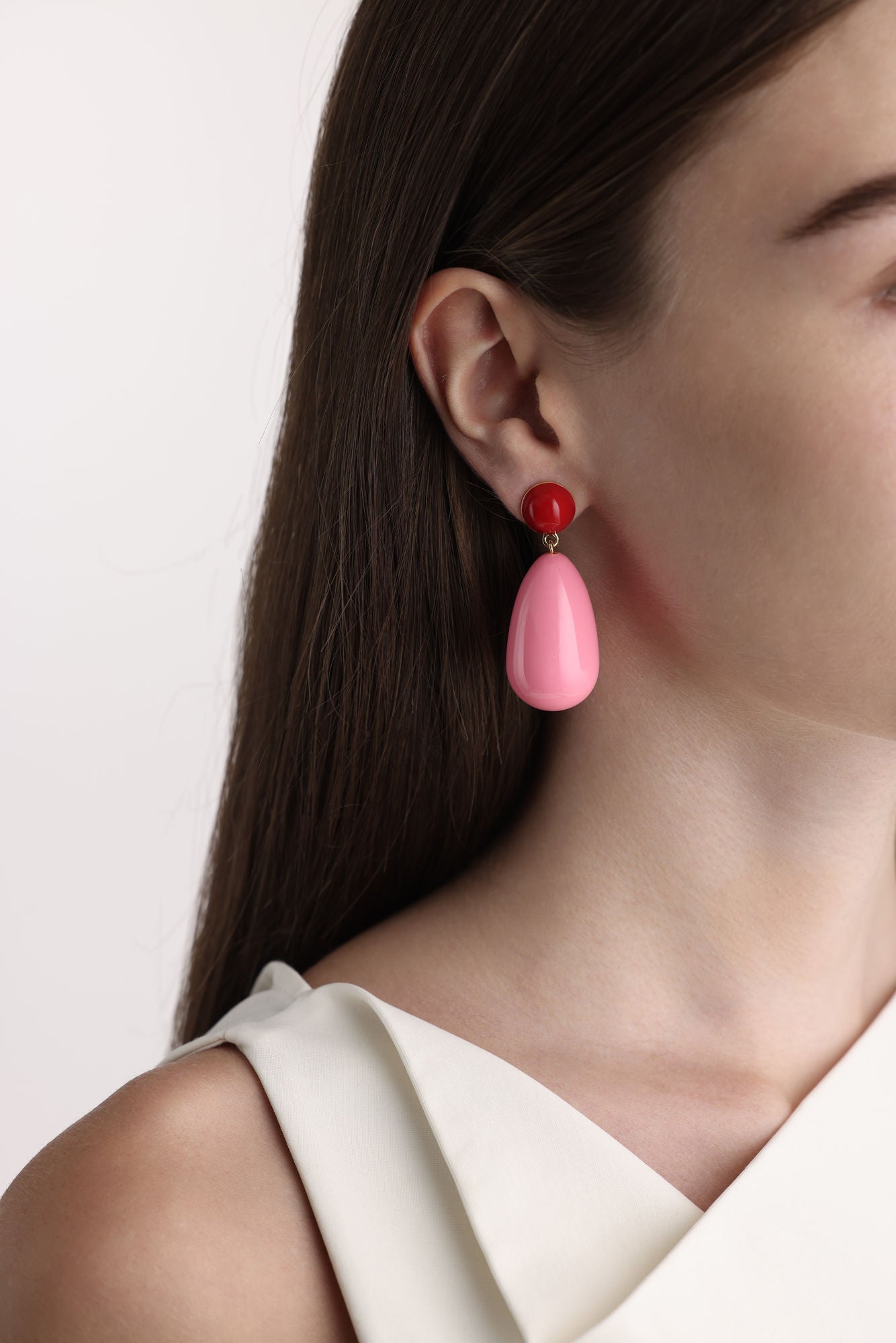 Pink & Red Large Goldplated Drop Earrings