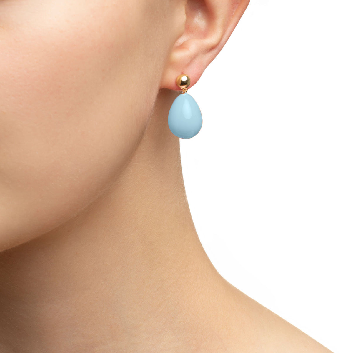 Light Blue Mini Goldplated Drop Earrings