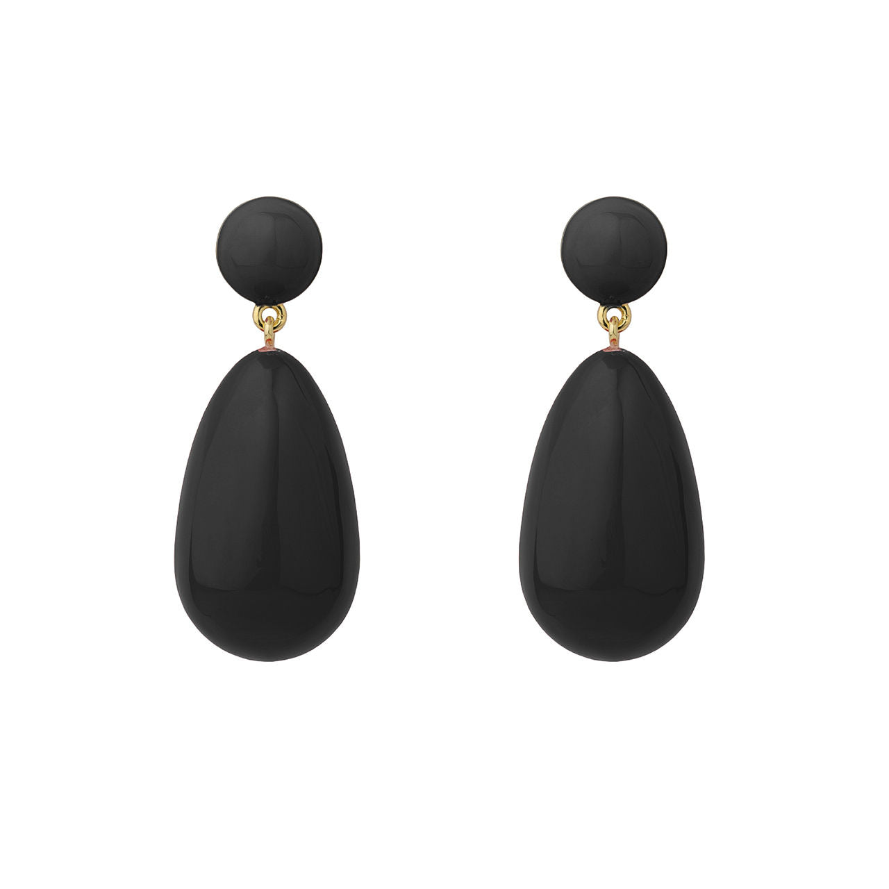 Black Large Goldplated Drop Earrings