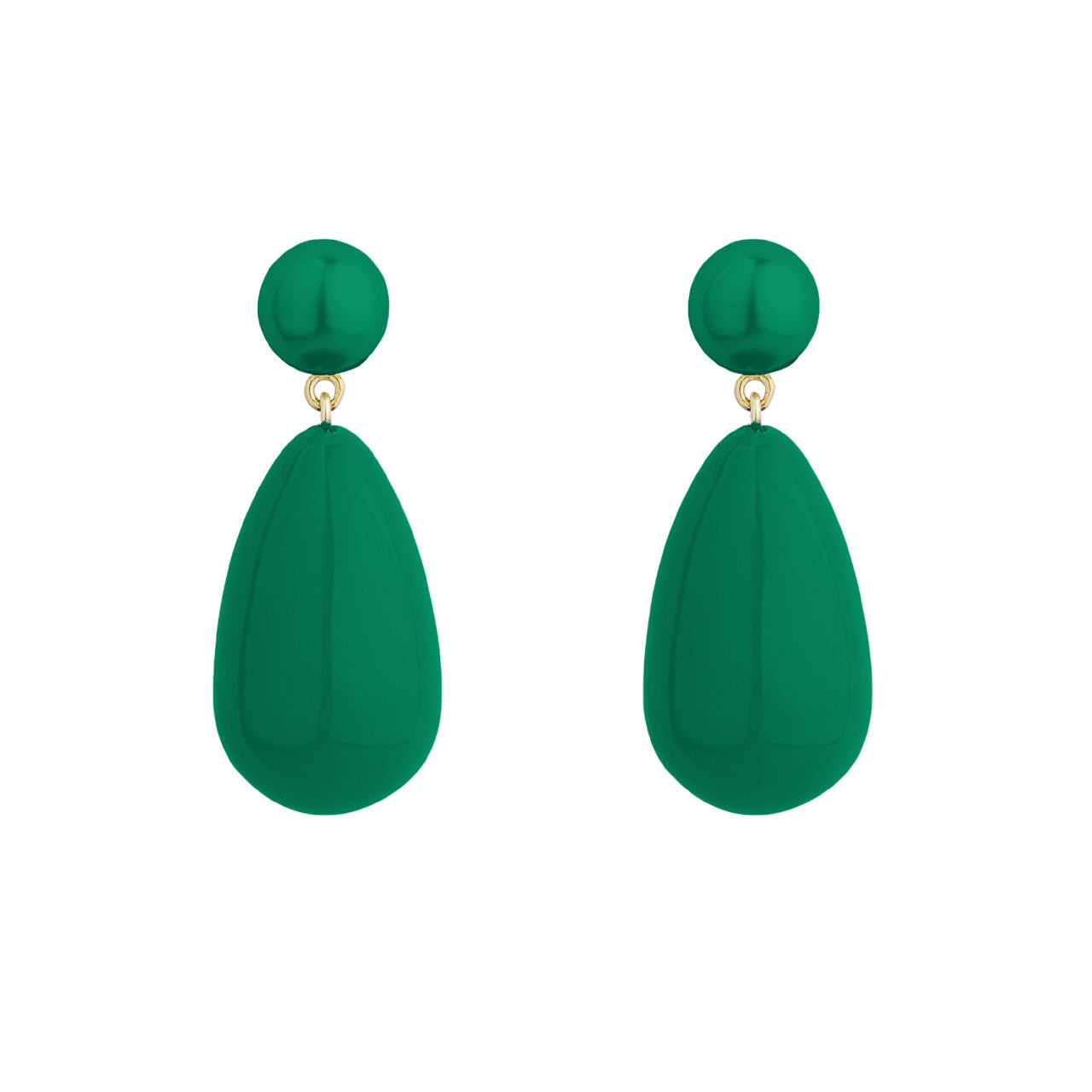 Green Large Goldplated Drop Earrings