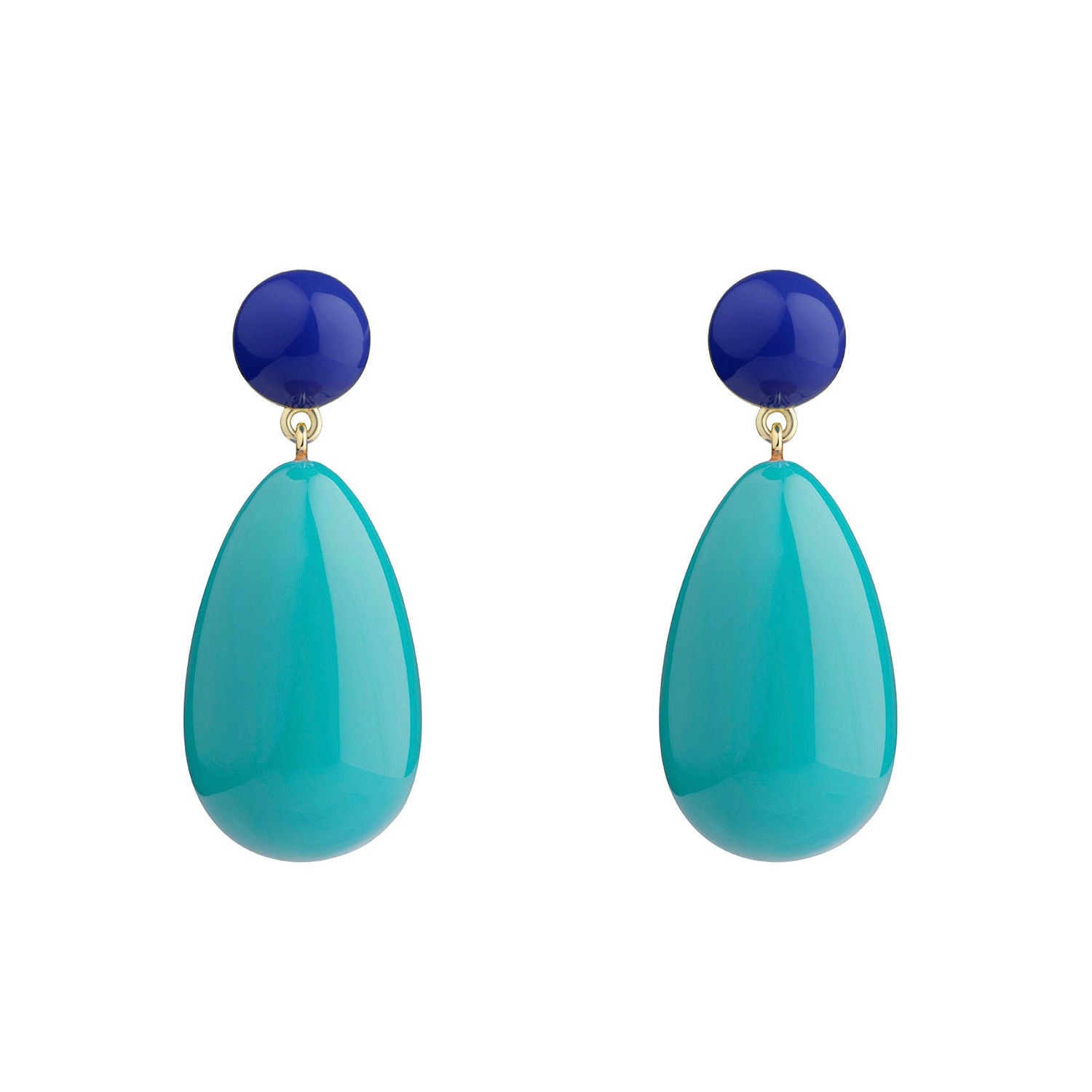Blue Large Goldplated Drop Earrings