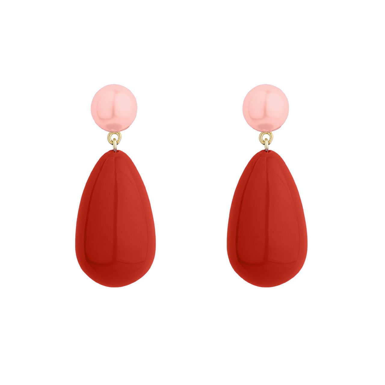 Red Large Goldplated Drop Earrings