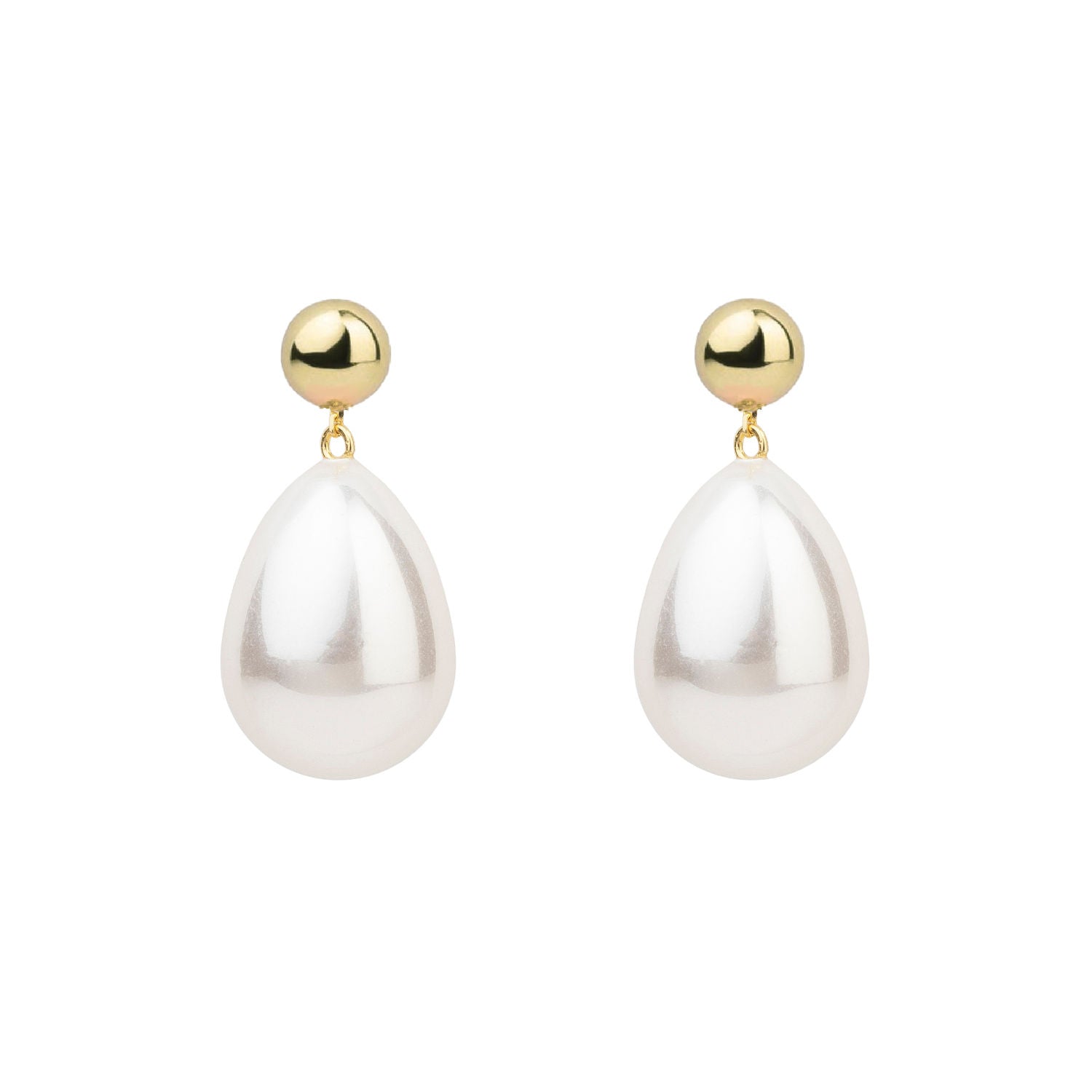 White Mini Goldplated Drop Earrings w. Pearl