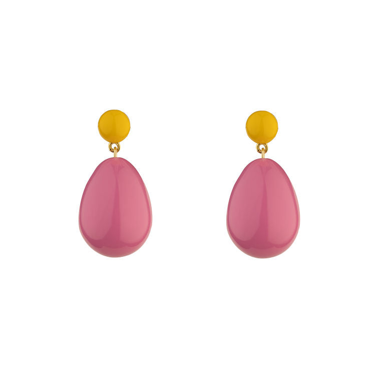 Pink & Yellow Mini Goldplated Drop Earrings