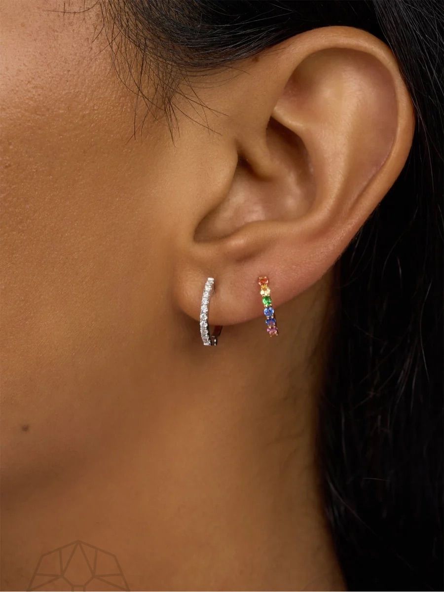 Regenbogen -Saphir 14k Goldohrringe