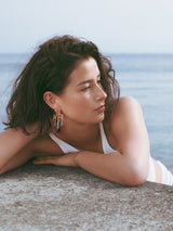 Gipsy Small 18K Gold Earrings w. Quartz, Opal, Aquamarines & Diamond