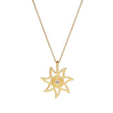 Sun Large 18K Gold Pendant w. 0.011ct Diamond