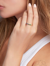 Regenbogen -Saphir -Skinnhaut -Gradient 14K Gold Ring