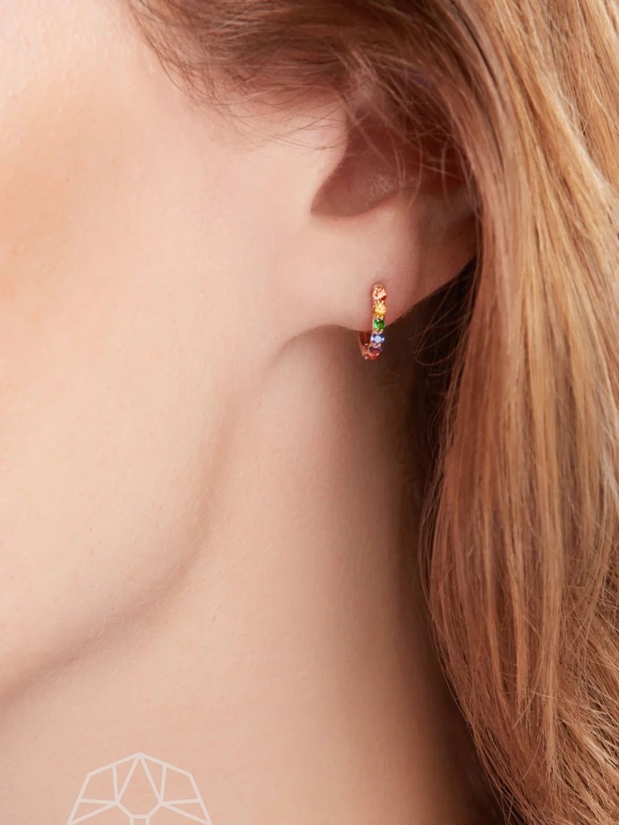 Regenbogen -Saphir 14k Goldohrringe