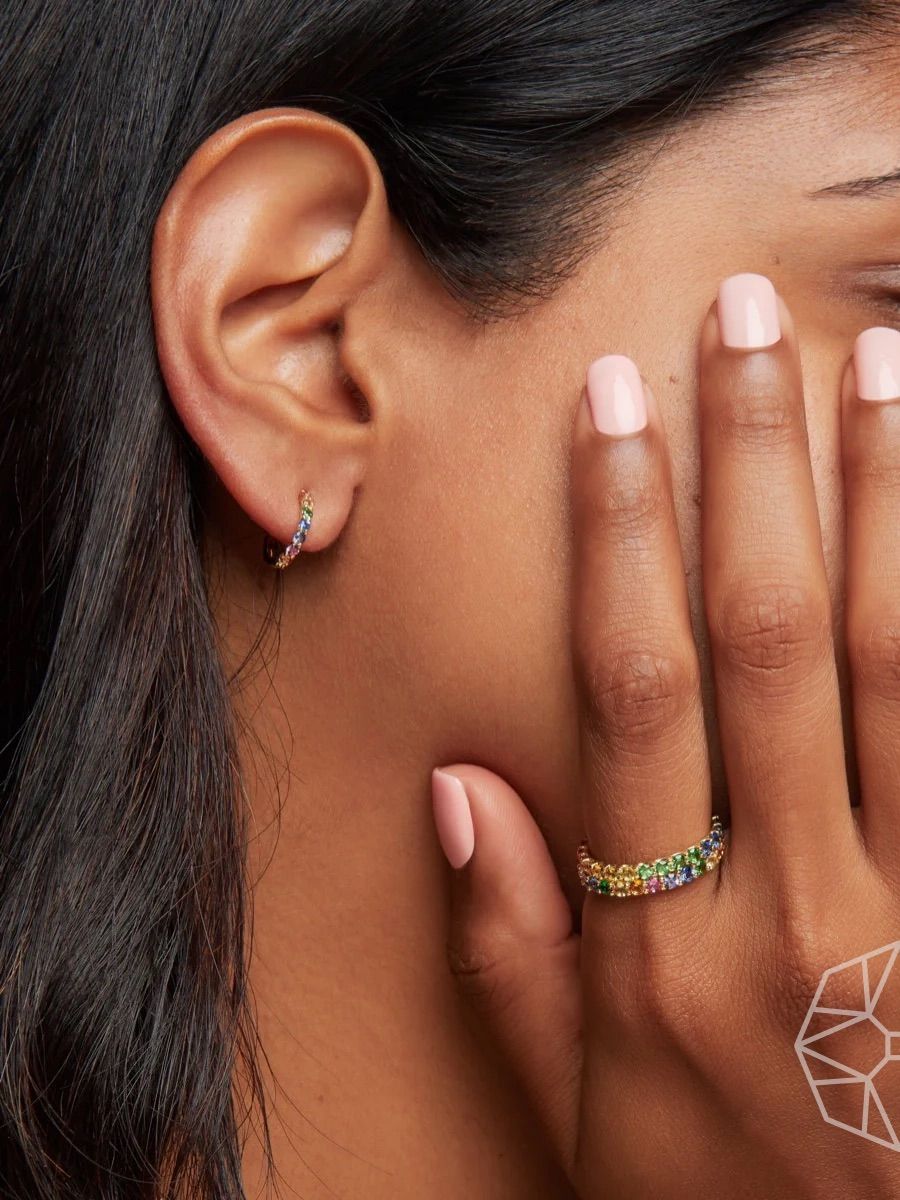 Regenbogen -Saphir 14k Goldohrringe