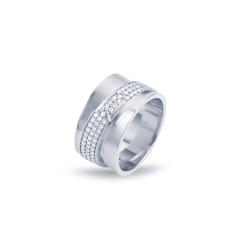 Jovianer kleiner 18K -Weißgold -Ring w. Diamanten