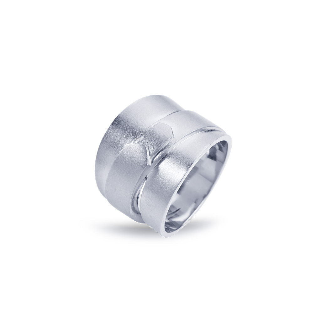 Jovianer großer 18K -Weißgold -Ring