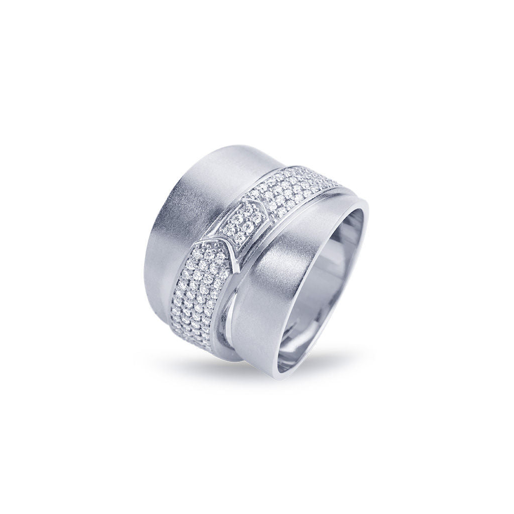 Jovian Large 18K Whitegold Ring w. Diamonds
