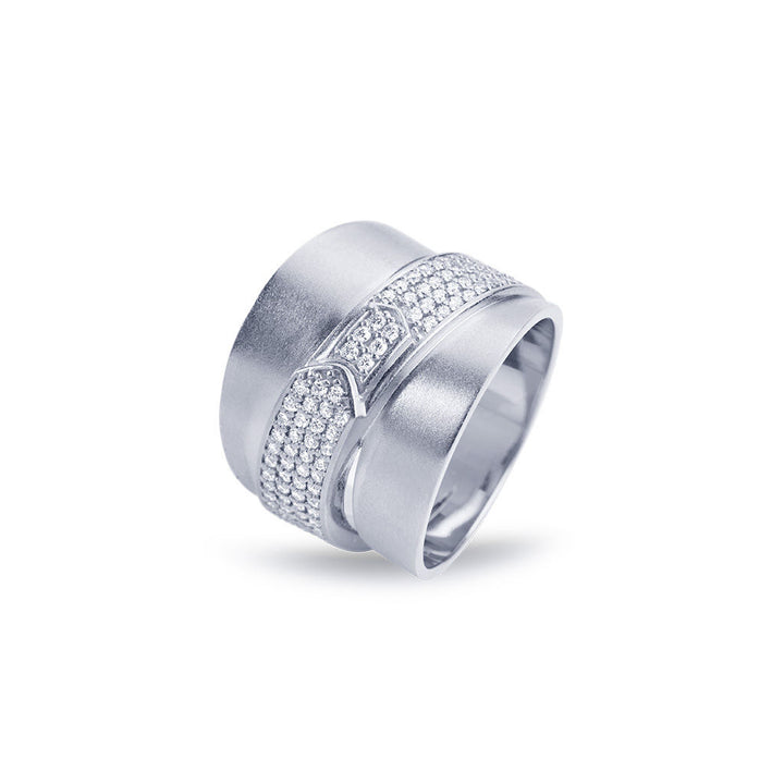 Jovian Large 18K Whitegold Ring w. Diamonds