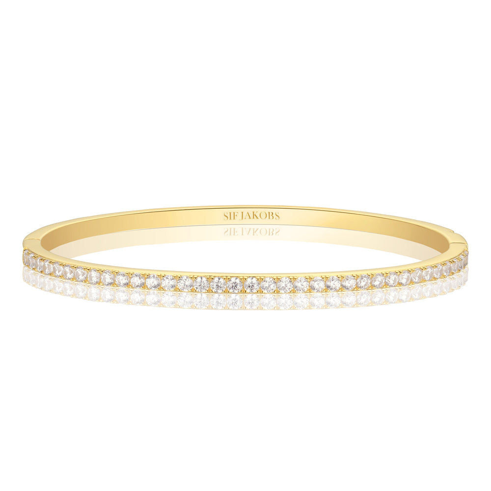 Ellisse 18K Gold Plated Bangle w. Zirconias