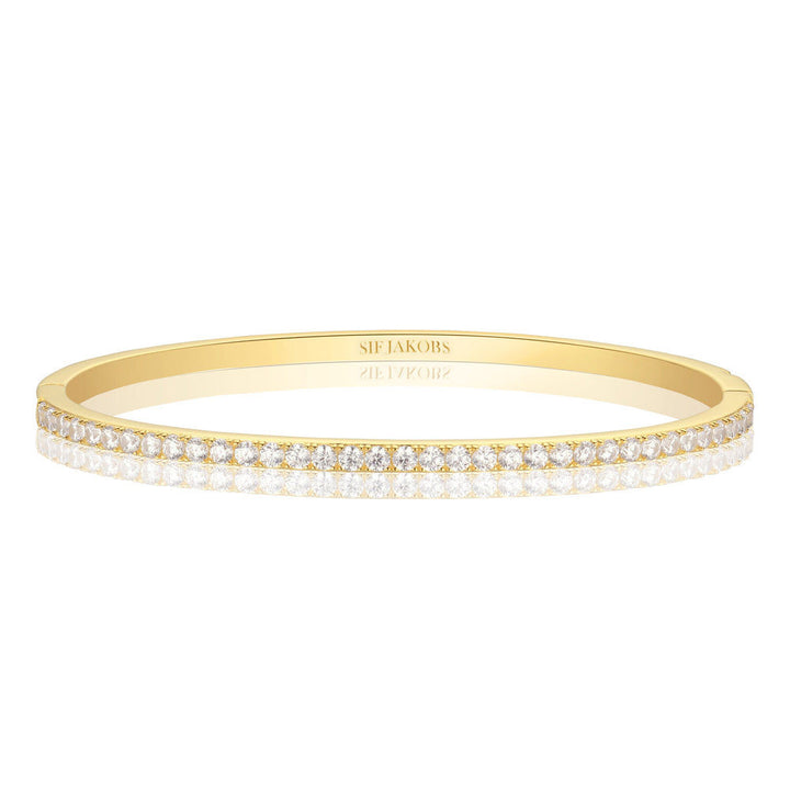 Ellisse 18K Gold Plated Bangle w. Zirconias