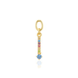 Circolo Lungo 18K Gold Plated Pendant w. Colored Zirconias