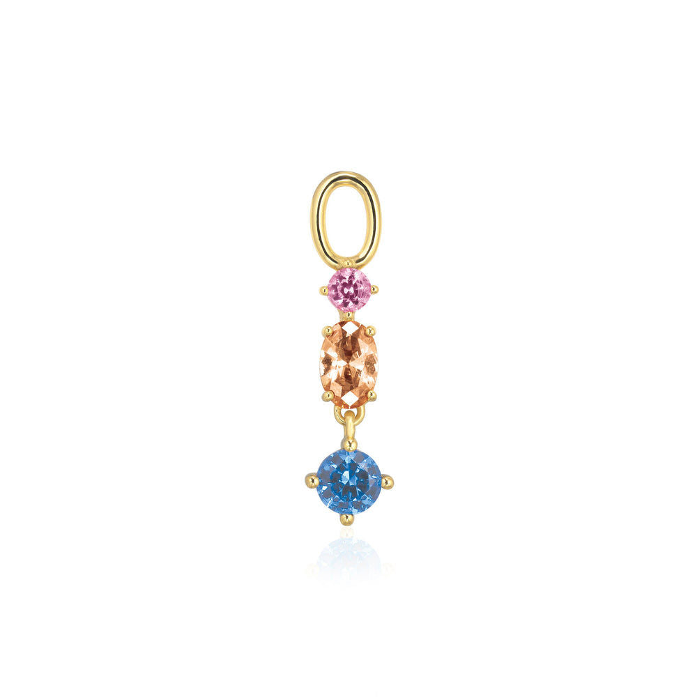 Hoop Charm Pendolo Tre 18K Gold Plated Pendant w. Zirconia