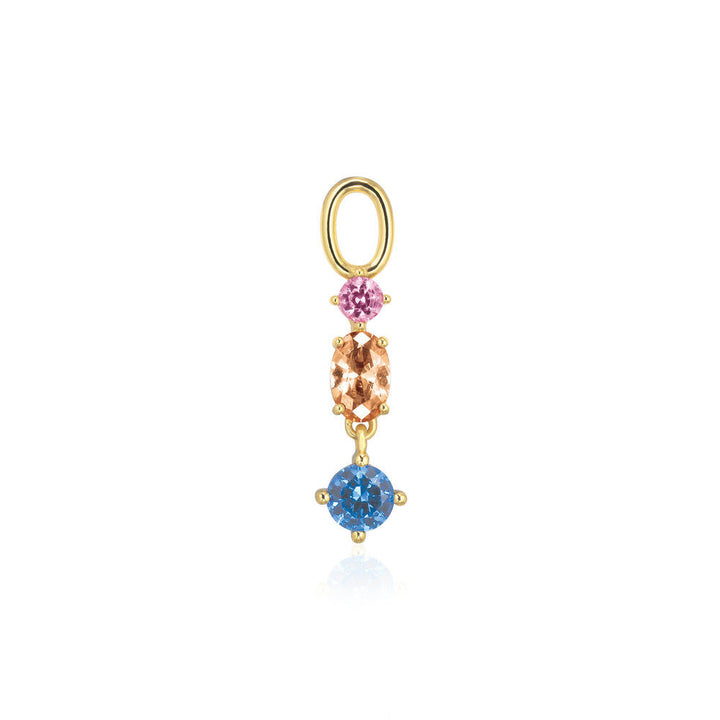 Hoop Charm Pendolo Tre 18K Gold Plated Pendant w. Zirconia