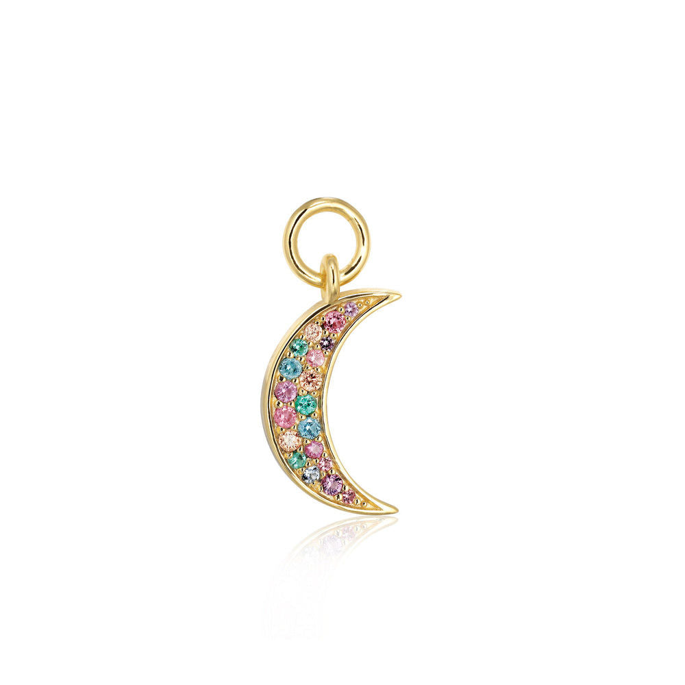 Hoop Charm Luna 18K Gold Plated Pendant w. Zirconia