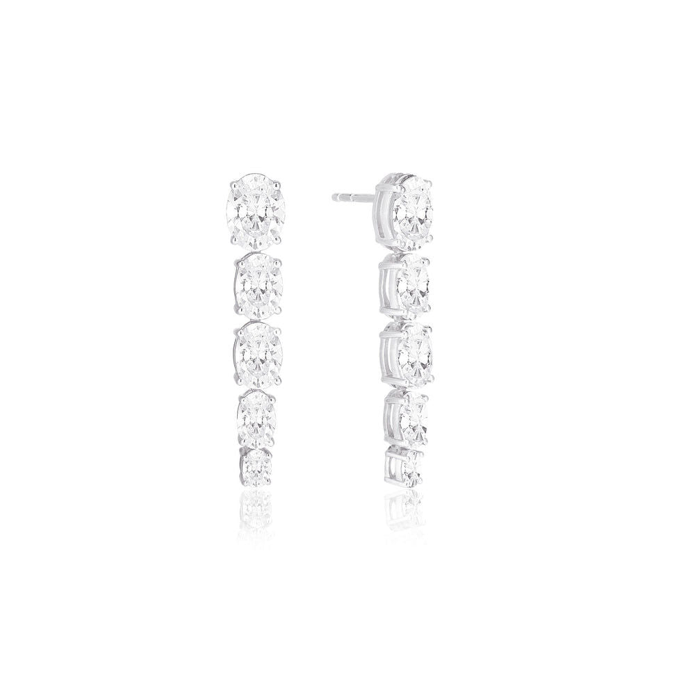 Ellisse Lungo Cinque Silver Earrings w. Zirconias