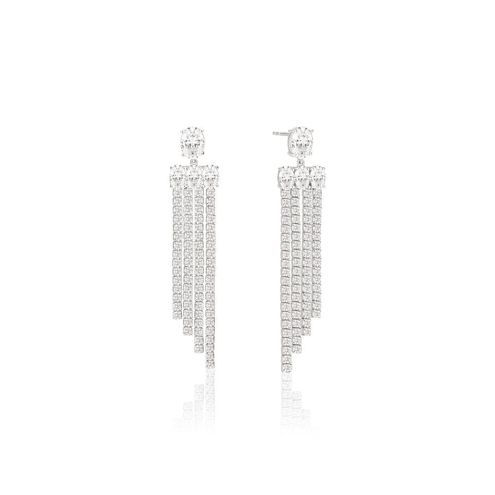 Ellisse Lungo Exclusive Piccolo Silver Earrings w. Zirconias