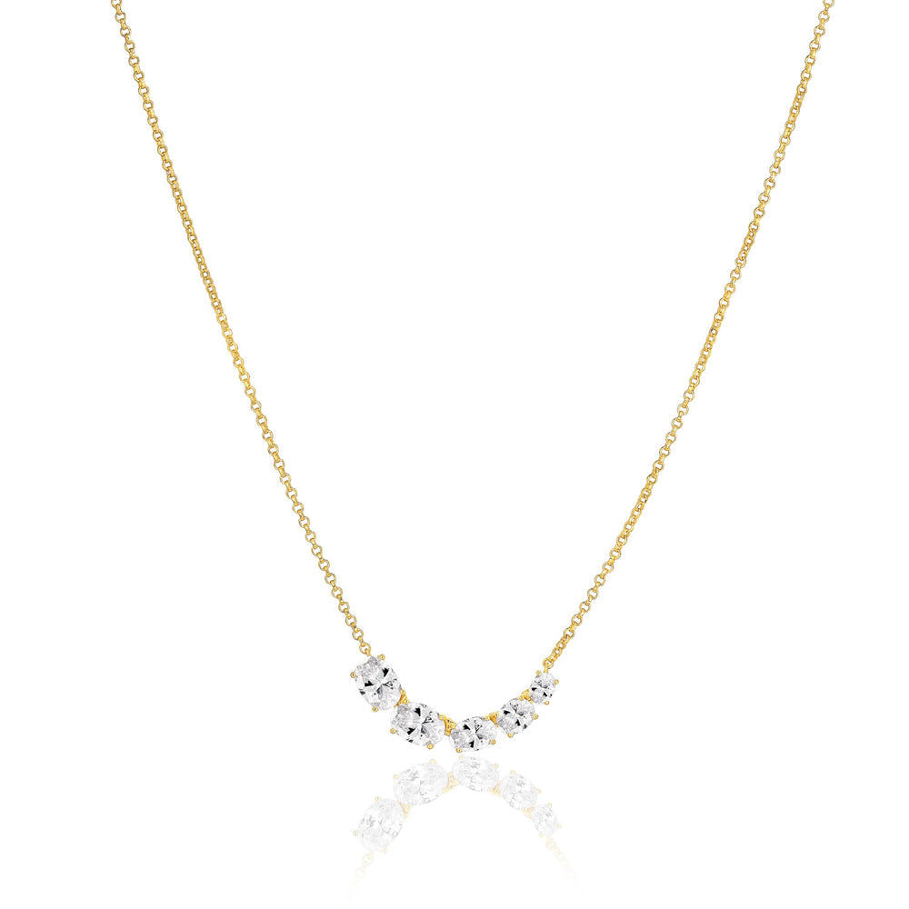 Ellisse Cinque 18K Gold Plated Necklace w. Zirconias