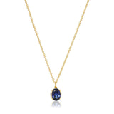 Ellisse Carezza 18K Gold vergoldete Halskette m. blauem Zirkon
