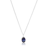 Ellisse Carezza Silver Necklace w. Blue Zirconia