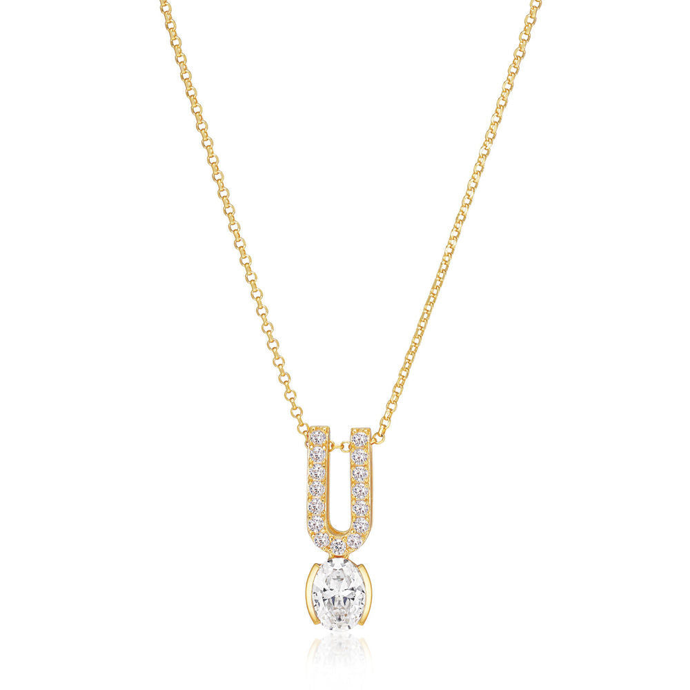 Ellisse Carezza Uno 18K Gold Plated Necklace w. Zirconia