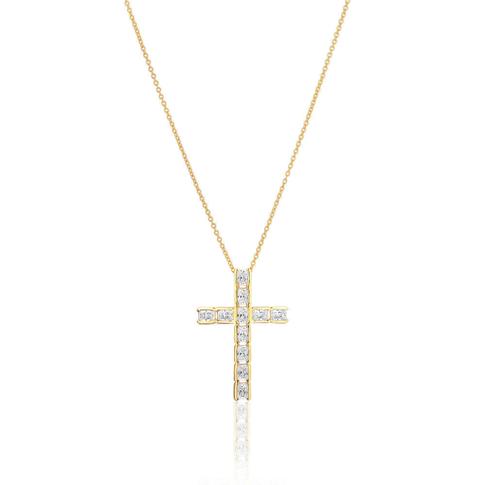 Roccanova Croce 18K Gold Plated Necklace w. Zirconias