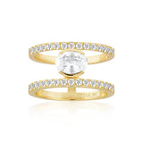Ellisse Carezza Grande 18K Gold Plated Ring W. Zirkonia