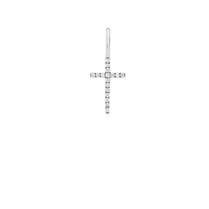 Rock Classic Cross 18K Whitegold Pendant w. Diamonds