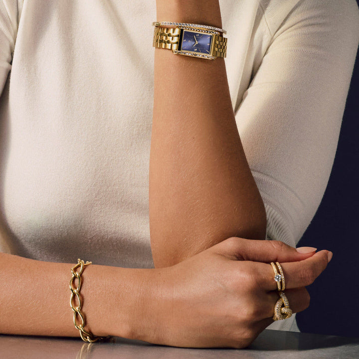 Ellisse 18K Gold Plated Bangle w. Zirconias