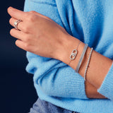 Felline Concavo Silver Bangle w. Blue Zirconias