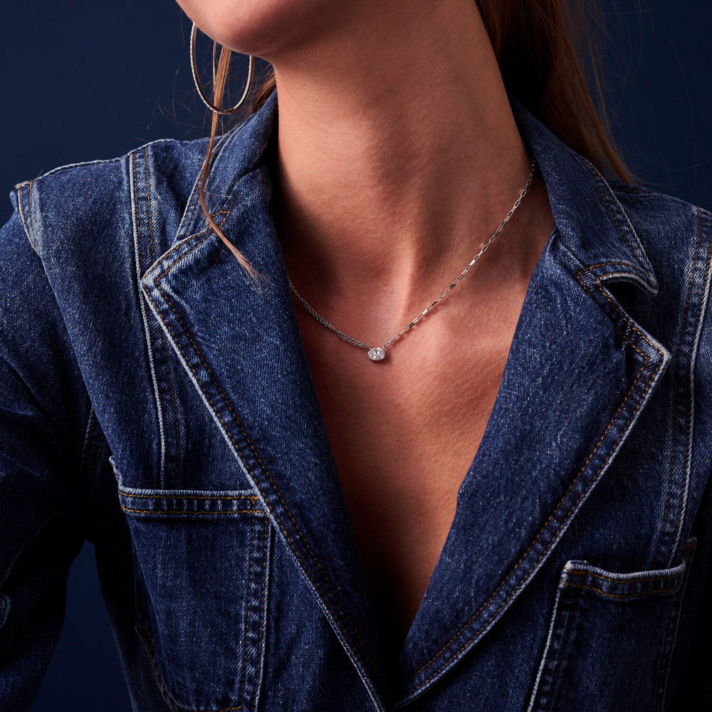 Ellisse Uno Sølv Halskæde m. Zirkoner