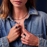 Ellisse Carezza Silver Necklace w. Blue Zirconia