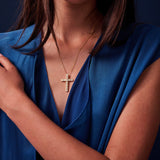 Roccanova Croce 18K Forgyldt Halskæde m. Zirkoner