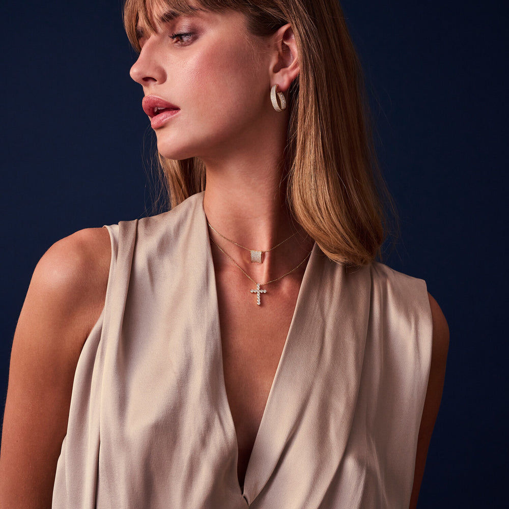 Felline Concavo 18K Gold Plated Necklace w. Zirconias