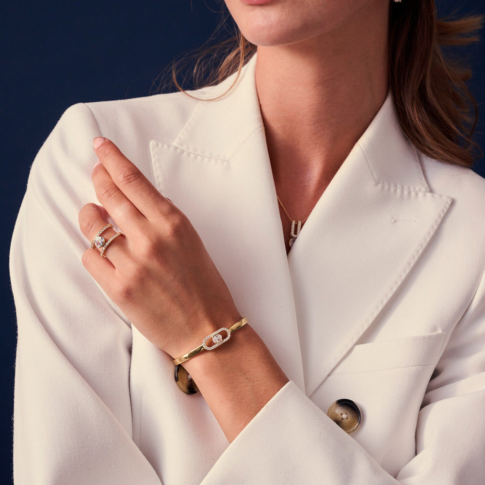 Ellisse Carezza Grande 18K Gold Plated Ring W. Zirkonia