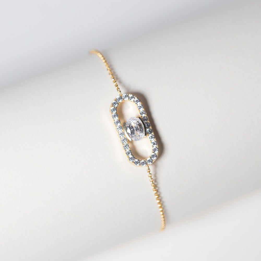 Ellisse Carezza 18K Gold Plated Bracelet w. Zirconia