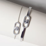 Ellisse Carezza Silver Bangle w. Zirconia