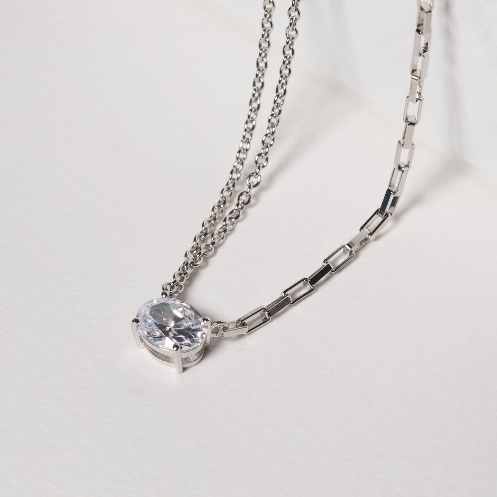 Ellisse Uno Silver Necklace w. Zirconia