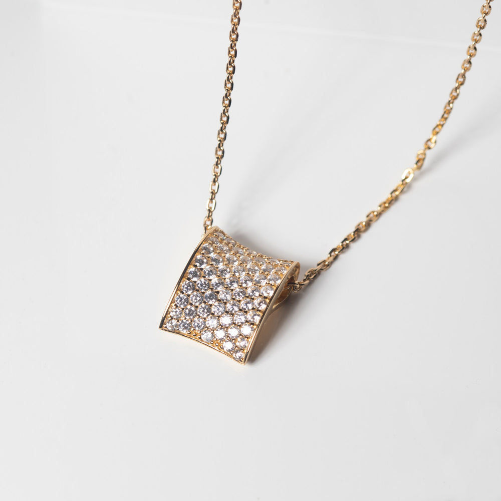 Felline Concavo 18K Gold Plated Necklace w. Zirconias