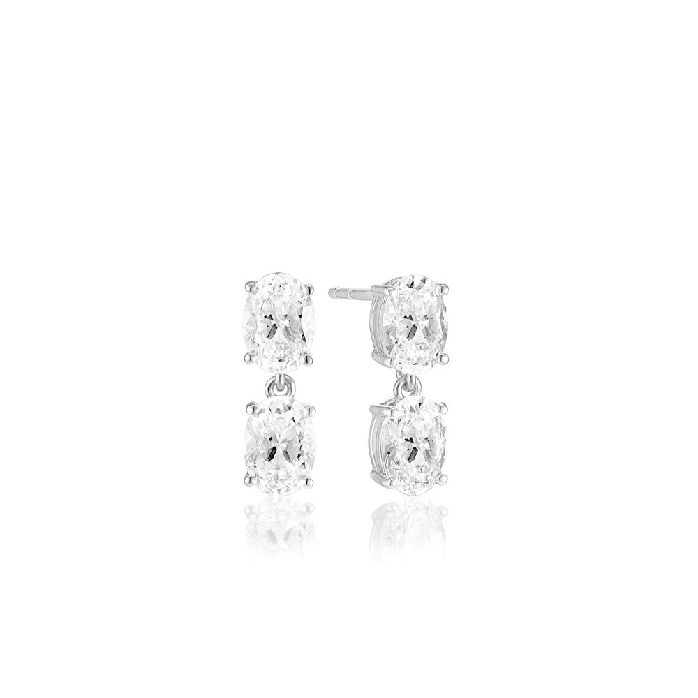 Ellisse Due Piccolo Silver Earrings w. Zirconia