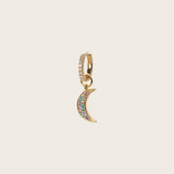 Hoop Charm Luna 18K Gold Plated Pendant w. Zirconia