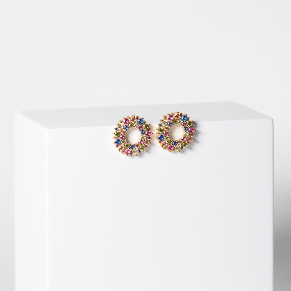 Livigno 18K Gold Plated Earrings w. Colored Zirconias