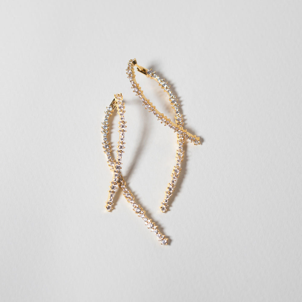 Livigno Lungo 18K Gold Plated Earrings w. Zirconias