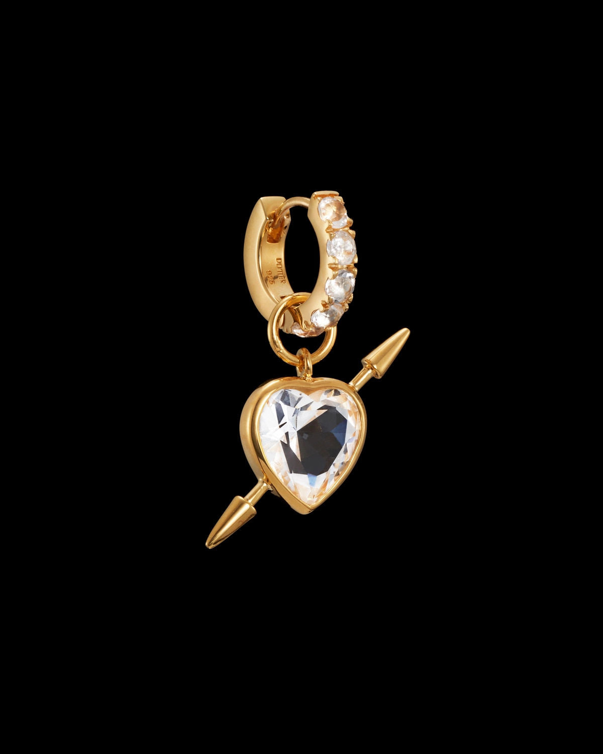 Rebel Love Gold Plated Earring w. Clear Quartz
